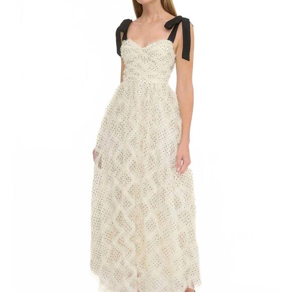 NEW MOON RIVER talia tulle midi dress in white